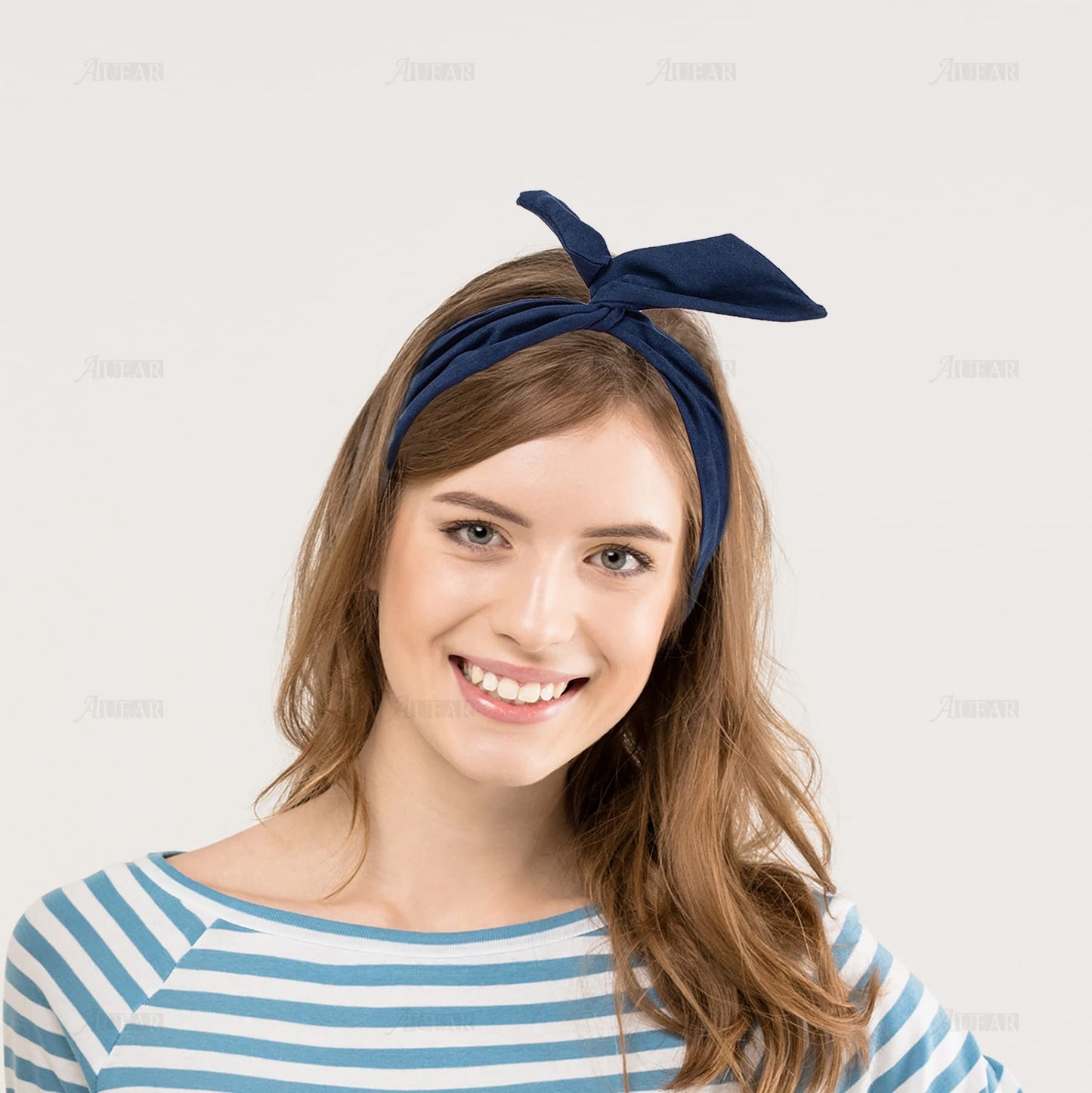 AUEAR, 9 Pack Solid Color Twist Bow Headband Wired Hair Tie Wire Headbands Rabbit Ear Head Wraps for Women Girls Accessories