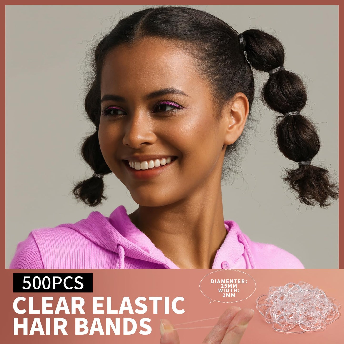 Teenitor Hair Accessories Kit for Woman & Girls: 500pcs Elastic Hair Bands; 30pcs Ponytail Holders, Black Seamless Thick Hair Bands; 40pcs Bobby Pins, Clear & More