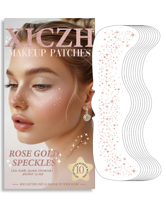 Glitter Freckles, Gold Freckles Temporary Face Tattoos, Body Face Glitter for Women Girls, Country Concerts Singer Festival Rave Accessories (Gold - 10 pcs)